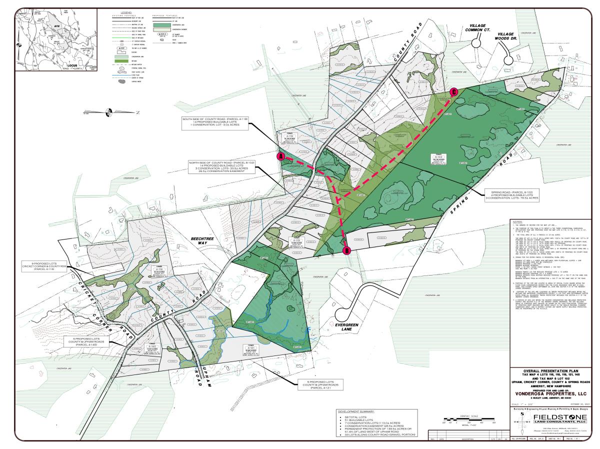 Proposed routing of the Robert Frost Trail within recent subdivision proposals