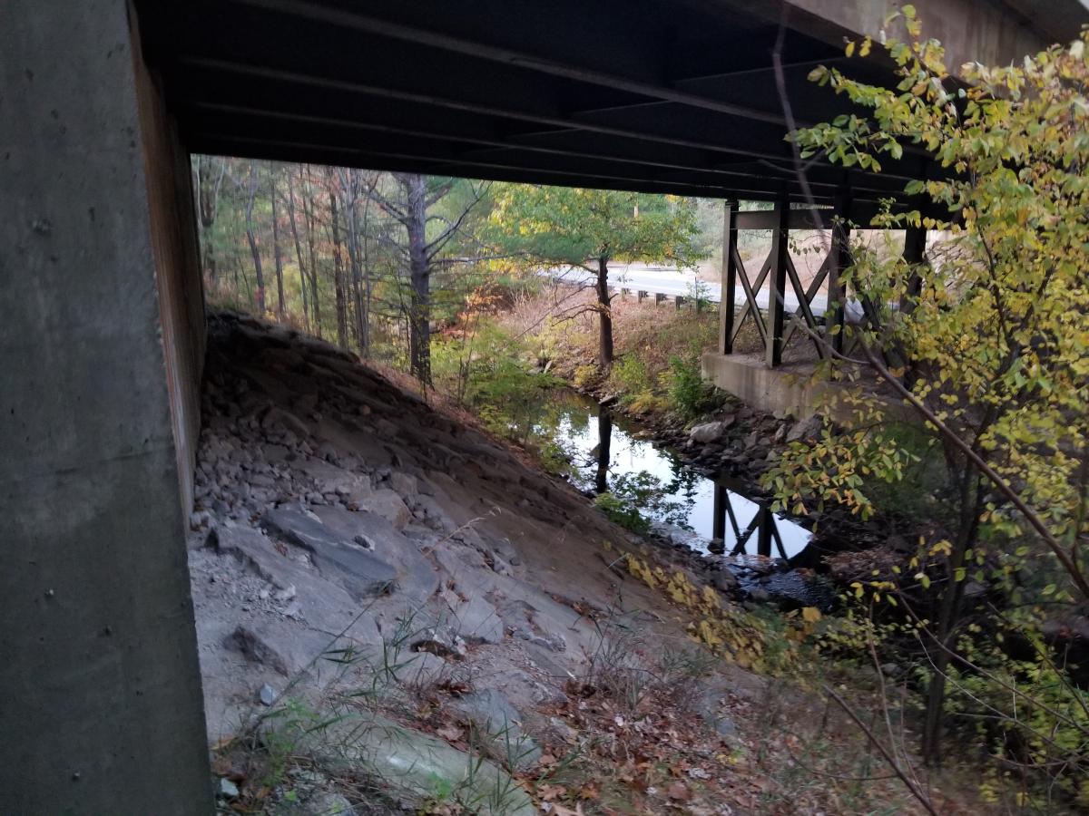 Under the NH 101 bridge that spans Beaver Brook and Boston Post Rd